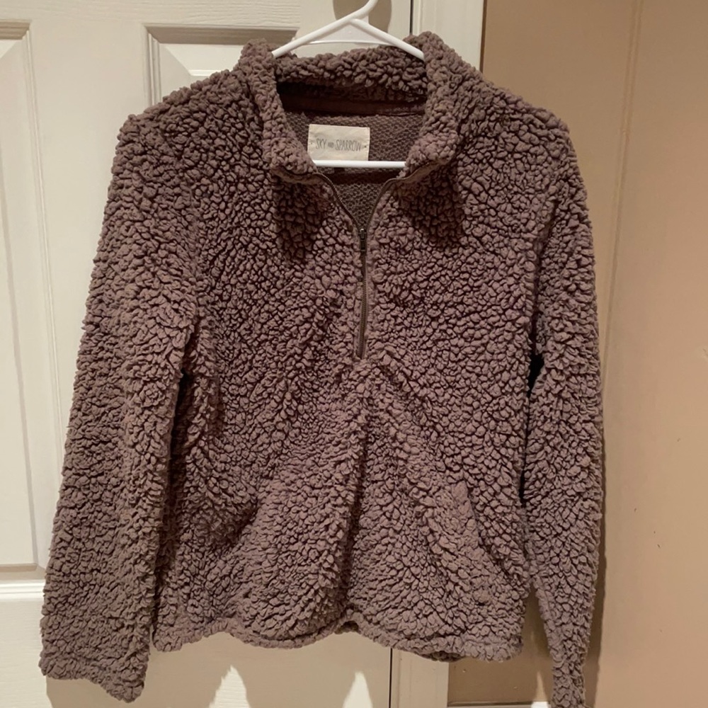 Women’s brown Sherpa quarter zip from tillys